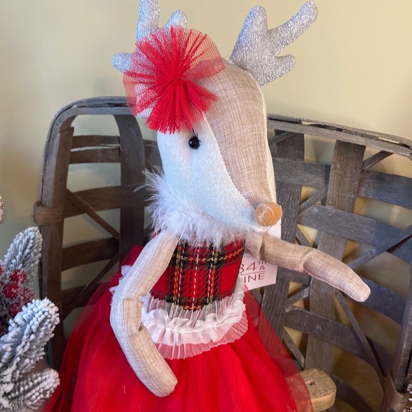 🆕 Vintage Inspired Shabby Chic Christmas Ballerina Reindeer Rag Doll Sitter - Picture 4 of 14